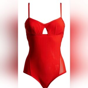 NWT We Are HAH Under the Wire Bodysuit, Blood Orange, Size XS